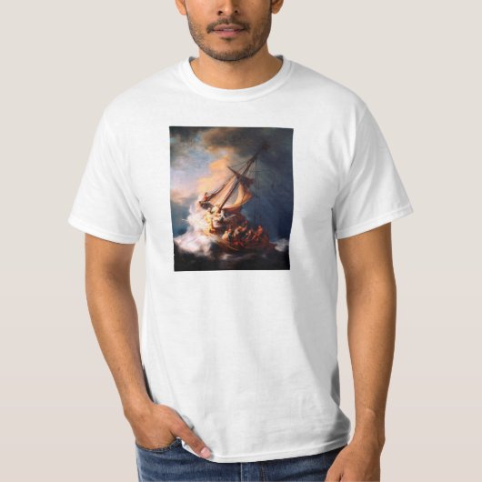 ガリラヤのレンブラントの海絵画の嵐 Tシャツ (正面)