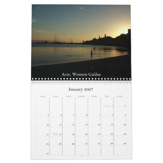 ガリラヤの景色、イスラエル共和国 カレンダー (1月 2027)