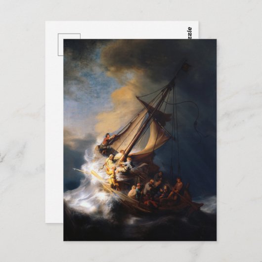 ガリラヤの海の嵐の中のキリスト ポストカード (正面/裏面)