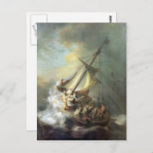 ガリラヤの海の嵐の中のキリスト – レンブラント ポストカード (正面/裏面)