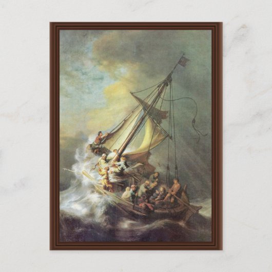 ガリラヤの海の嵐。レンブラント・ヴァン ポストカード (正面)