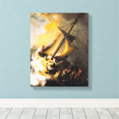 ガリラヤ海の嵐の中のキリスト – レンブラント キャンバスプリント (インサイチュ (ウッドフロア))