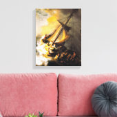 ガリラヤ海の嵐の中のキリスト – レンブラント キャンバスプリント (インサイチュ (リビング))