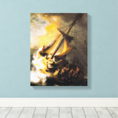 ガリラヤ海の嵐の中のキリスト – レンブラント キャンバスプリント (インサイチュ (ウッドフロア))