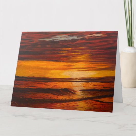 ガリー・ポリングによる鮮やかなオレンジ色の夕日 カード (正面)