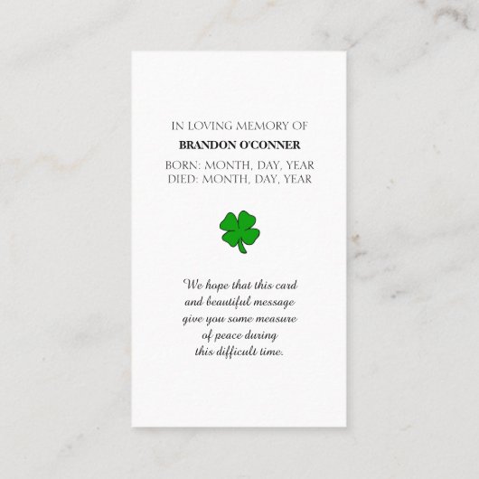 ガルウェイ 心からの哀悼 赤 シエナ 青 名刺 (裏面)
