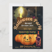 ガルゴイロキャッスルハロウィーンハロウィーンのカボチャのちょうちん 招待状 (正面)