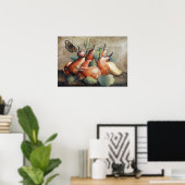 ガルゾニ – 梨と蝶との静物生活 ポスター (ホームオフィス)