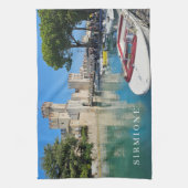 ガルダシルミオーネ湖の城ビュー茶タオル キッチンタオル (縦)