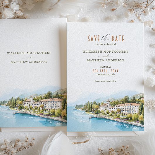 ガルダ湖イタリア目的地の日付を保存 招待状