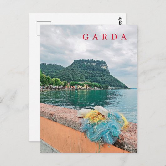 ガルダ湖魚釣りネット表示はがき ポストカード (正面/裏面)