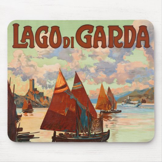 ガルダ湖 , イタリア , ヴィンテージ旅行 , L マウスパッド (正面)