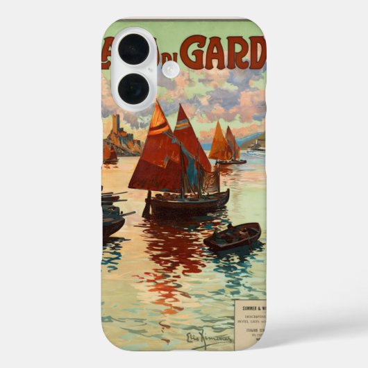 ガルダ湖 , イタリア , ヴィンテージ トラベル , L Case-Mate iPhoneケース (裏面)