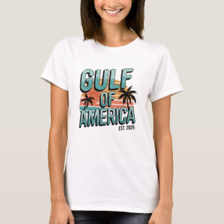 ガルフオブアメリカレトロビーチサンセットデザインEST 2025 Tシャツ