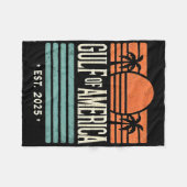 ガルフオブアメリカ夕日&;パームツリーズレトロ フリースブランケット (正面(横))