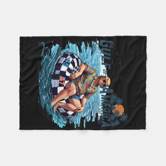 ガルフオブアメリカEst 2025レトロヴィンテージビーチ20 フリースブランケット (正面(横))