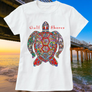 ガルフショアーズアラバマカラフルウミガメ Tシャツ