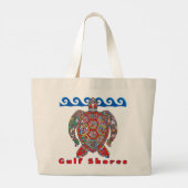 ガルフショアーズアラバマカラフルモザイクウミガメ ラージトートバッグ (裏面)