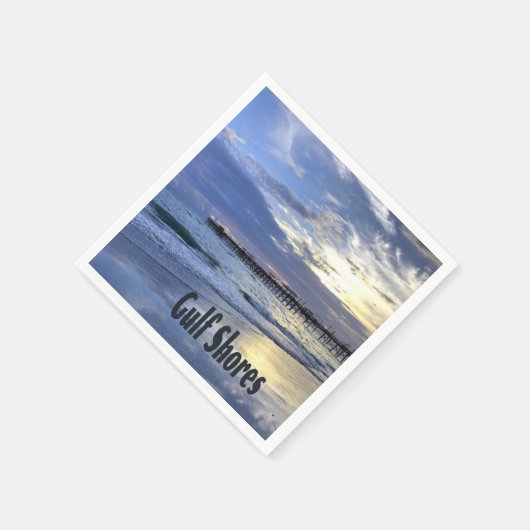 ガルフショアーズアラバマビーチサンライズピア スタンダードカクテルナプキン (角)