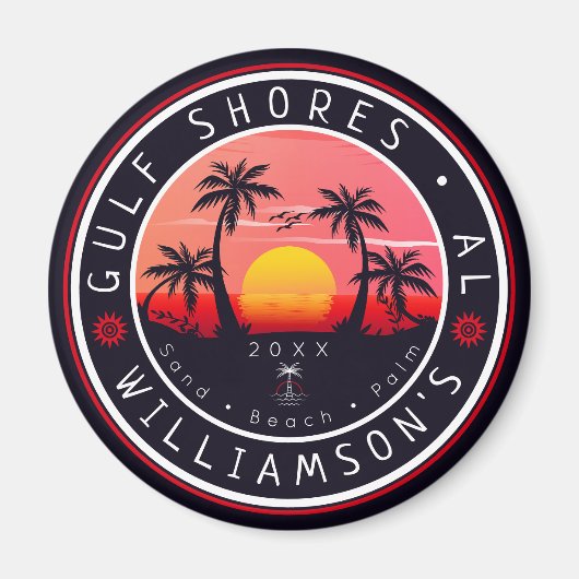 ガルフショアーズアラバマレトロサンセットデミディーズ80s マグネット (正面)