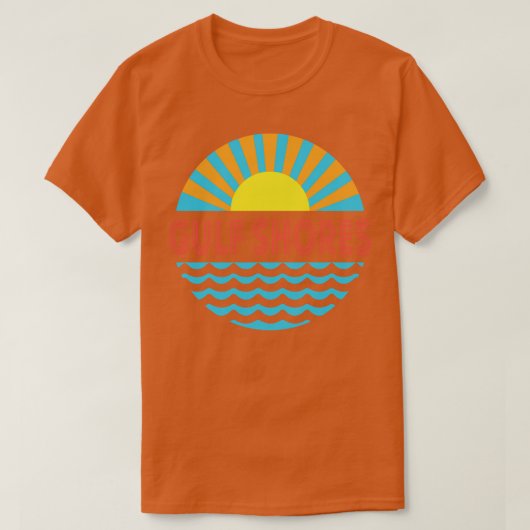 ガルフショアーズビーチサンアンドウェーブズ Tシャツ (デザイン正面)