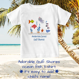 ガルフショアーズ、ALおもしろい海魚と子供の名前 ベビーTシャツ