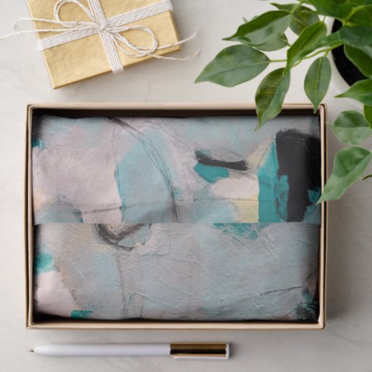 ガルフブリーズ抽象芸術ティール(緑がかった色)、金ゴールド、白 薄葉紙 (ギフト)