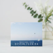 ガルフ海と帆船挨拶デスティンフロリダ ポストカード (スタンド正面)