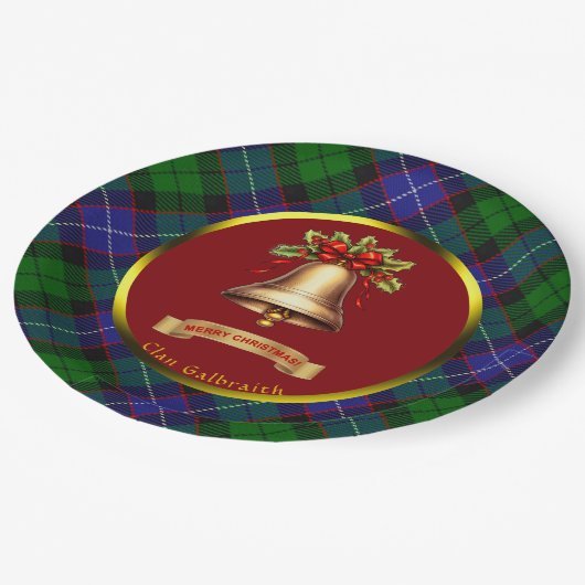 ガルブライスタータンチェックパーソナライズされたクリスマス ペーパープレート (アングル)