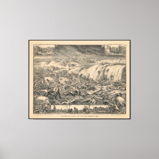 ガルベストンの恐ろしい災難、湾岸津波(1900) キャンバスプリント (正面)