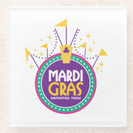 ガルベストンインスパイア、テキサス州、マルディグラスアーチ ガラスコースター