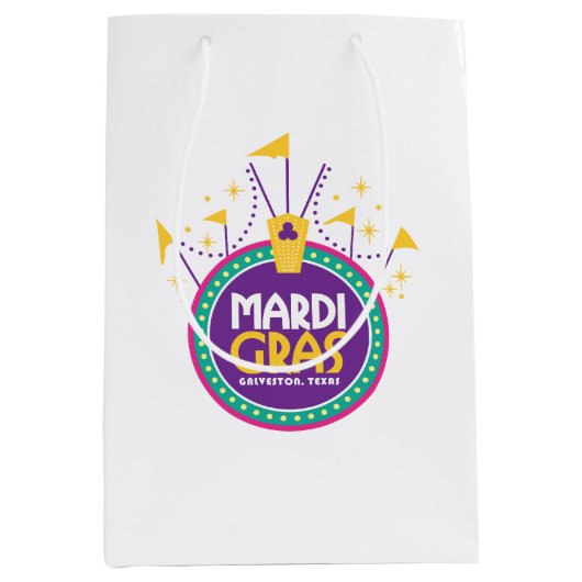 ガルベストンインスパイア、テキサス州、マルディグラスアーチ ミディアムペーパーバッグ (正面)