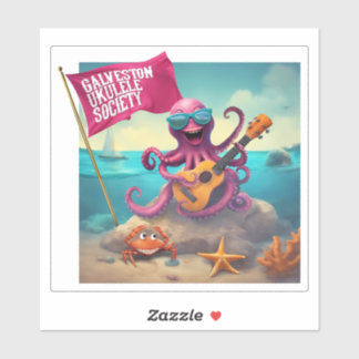 ガルベストンウクレレ協会GUSスクエアビニールステッカー シール