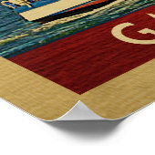 ガルベストンシルボートヴィンテージトラベルテキサス州 ポスター (角)