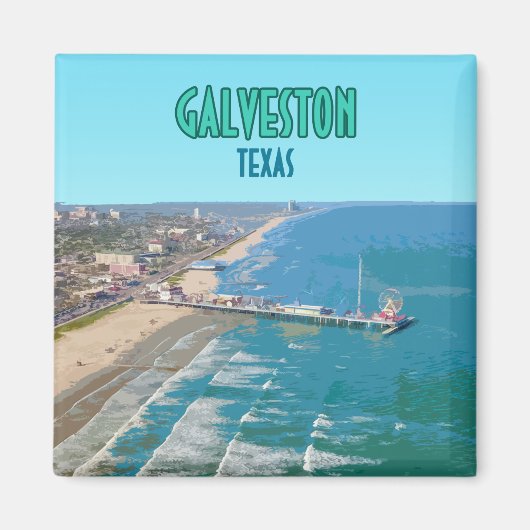 ガルベストンテキサス州ピアショアヴィンテージ マグネット (正面)