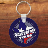 ガルベストンテキサス州国旗のバーストキーチェーン キーホルダー (正面)