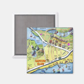 ガルベストンテキサス州漫画の地図 マグネット (正面/裏面)