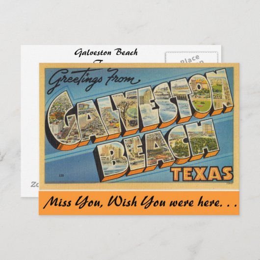 ガルベストンビーチからこんにちは ポストカード (正面/裏面)