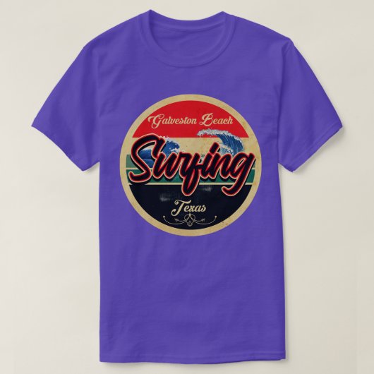 ガルベストンビーチテキサス州サーフ Tシャツ (デザイン正面)