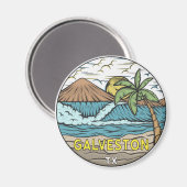 ガルベストンビーチテキサス州ヴィンテージ マグネット (正面/裏面)