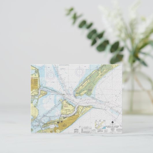 ガルベストンベイとテキサス州シティハーバーのチャート ポストカード (スタンド正面)