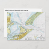 ガルベストンベイとテキサス州シティハーバーのチャート ポストカード (正面/裏面)