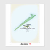 ガルベストン島テキサス州の米国の地図 シール (シート)