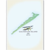 ガルベストン島テキサス州の米国の地図 シール (正面)