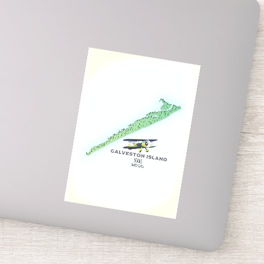 ガルベストン島テキサス州の米国の地図 シール (詳細)