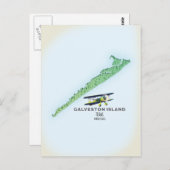 ガルベストン島テキサス州の米国の地図 ポストカード (正面/裏面)