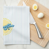 ガルベストン島テキサス州ストライプ背景 キッチンタオル (四つ折り)