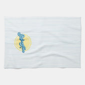 ガルベストン島テキサス州ストライプ背景 キッチンタオル (横)