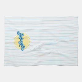 ガルベストン島テキサス州ストライプ背景 キッチンタオル