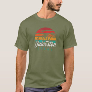 ガルベストンTX,ガルベストンテキサス州レトロサンセットデザイン Tシャツ
